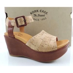 Kork Ease Keirn Ankle Strap Platform Wedge Sandal Natural Cork Brown